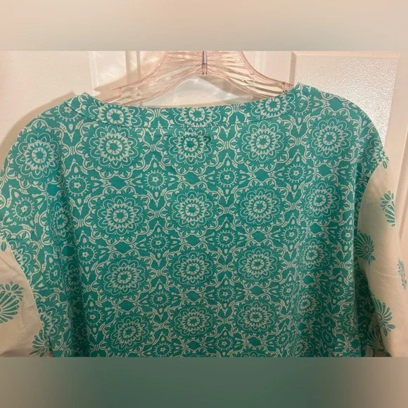 3/$30✨🩵Hatley Summer Travel Turquoise Tunic ☀️🏖️⛱️~ Large ~ 100% Cotton - Picture 8 of 11